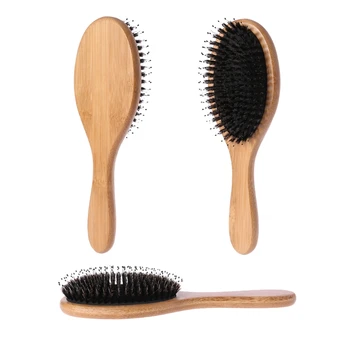 

Wooden Handle Bristle Hair Brush Comb Stimulate Massage Scalp SPA Massager
