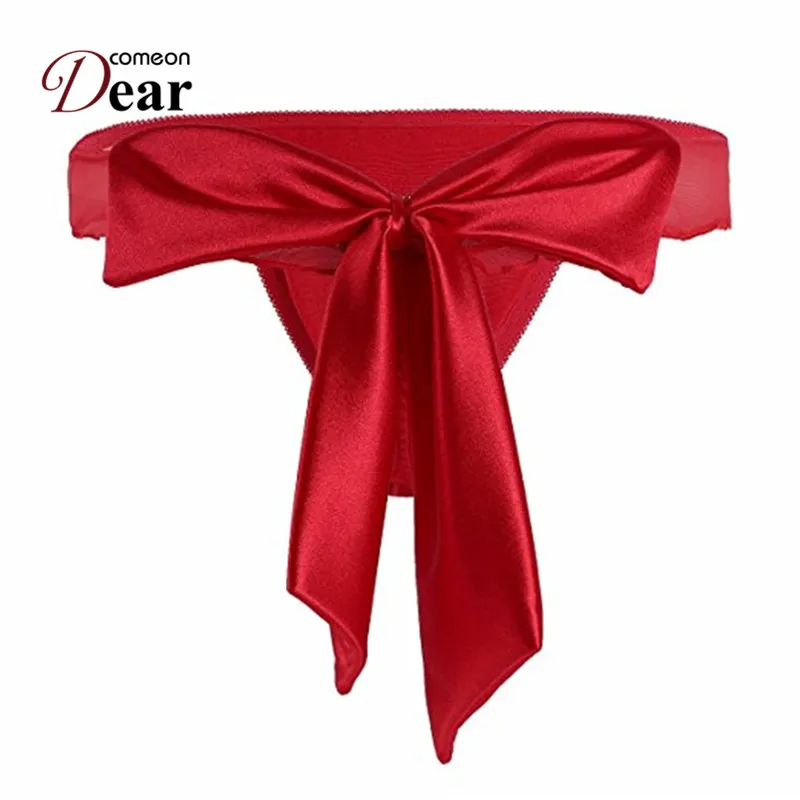 

Comeondear Wholesale And Retail Popular Sexy Women Panties 4 color Back Big Bows Sexy Panties With Falbala Thong Panties PK5082