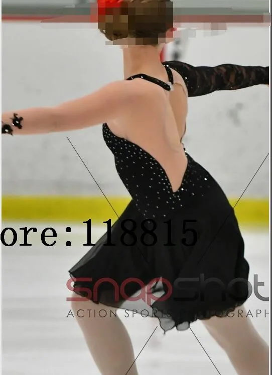 Figure Skating Wear Black Girls Competition Skating Wear Women Ice Figure Dance Wear Kids Ice