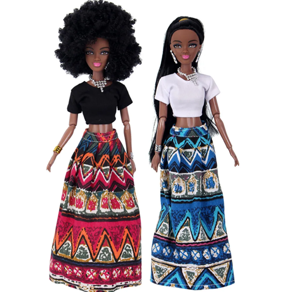 Детские подвижные шарниры африканская кукла игрушка Взрывная голова Радуга одежда черная Кукла Детская Игрушка Лучший подарок menina Boneca# Y7