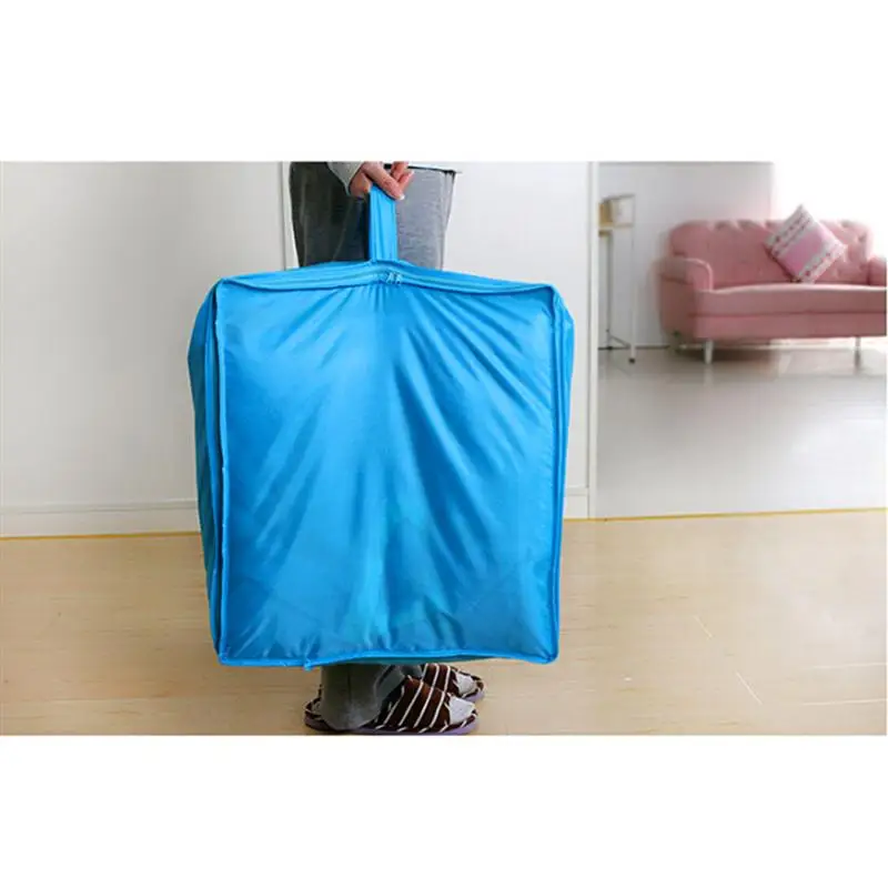 Оксфорд застежка-молния ручки органайзер для хранения одежды одеяло постельные принадлежности сумка для хранения Размер-маленький(синий