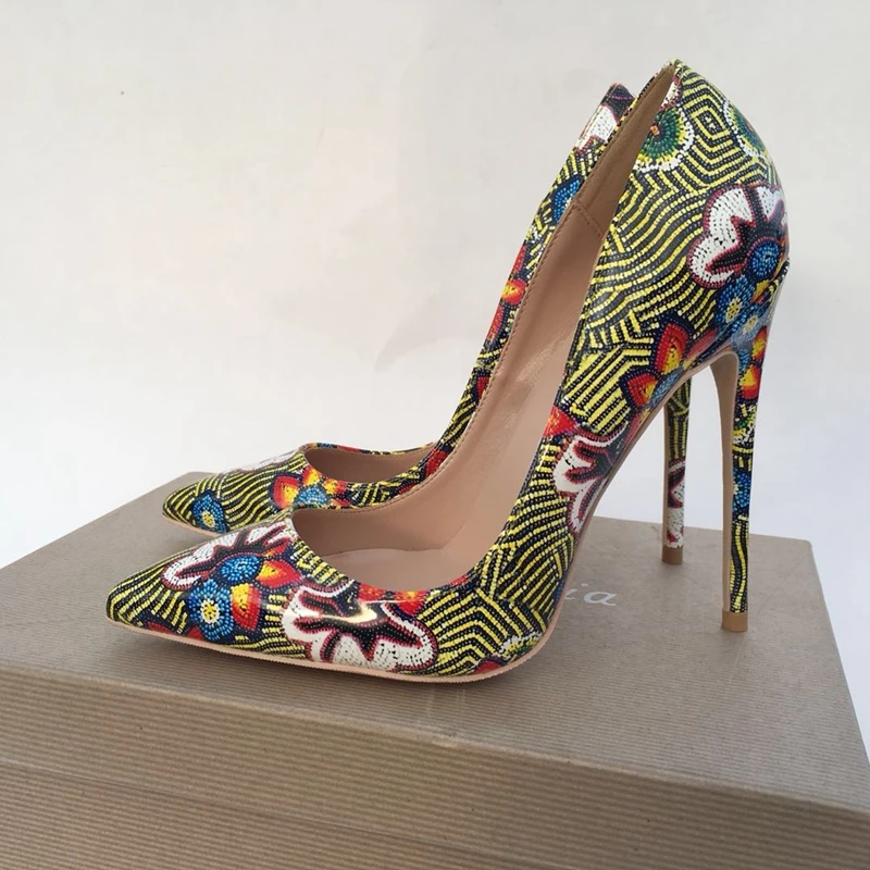 

2018 Mixed colors high heeled lady pumps shallow pointed toe woman shoes party shoes slip-on PU leather women wedding shoes