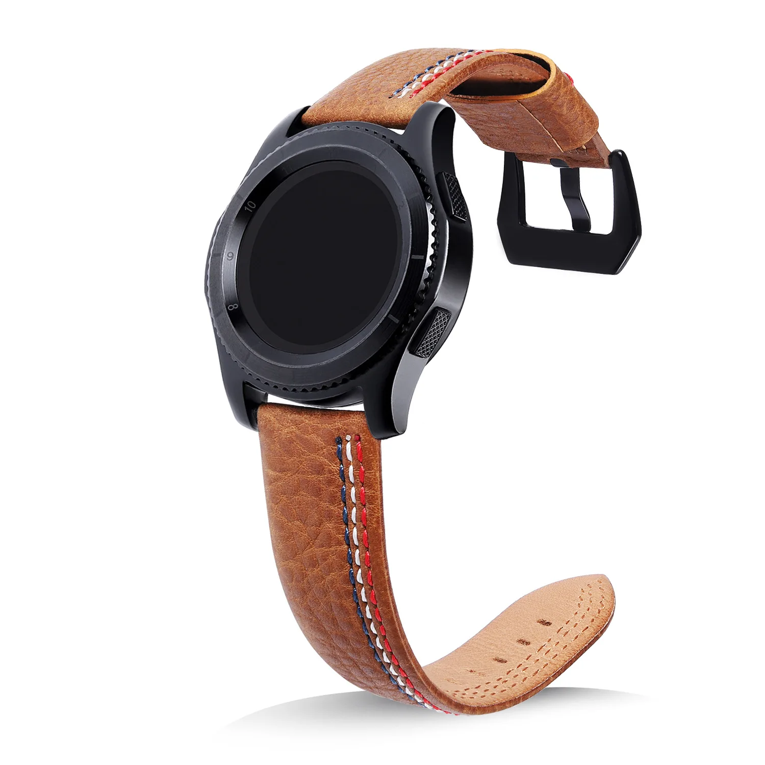 

2018 New Band for Samsung Gear S3 Watchband Cowhide Leather for 22mm Watches Band Wristband Sewing Line Genuine Leather Belt