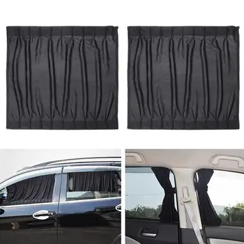 

2pcs Car Auto Side Window UV Protection Curtain Car Slidable Window Shield (Black)