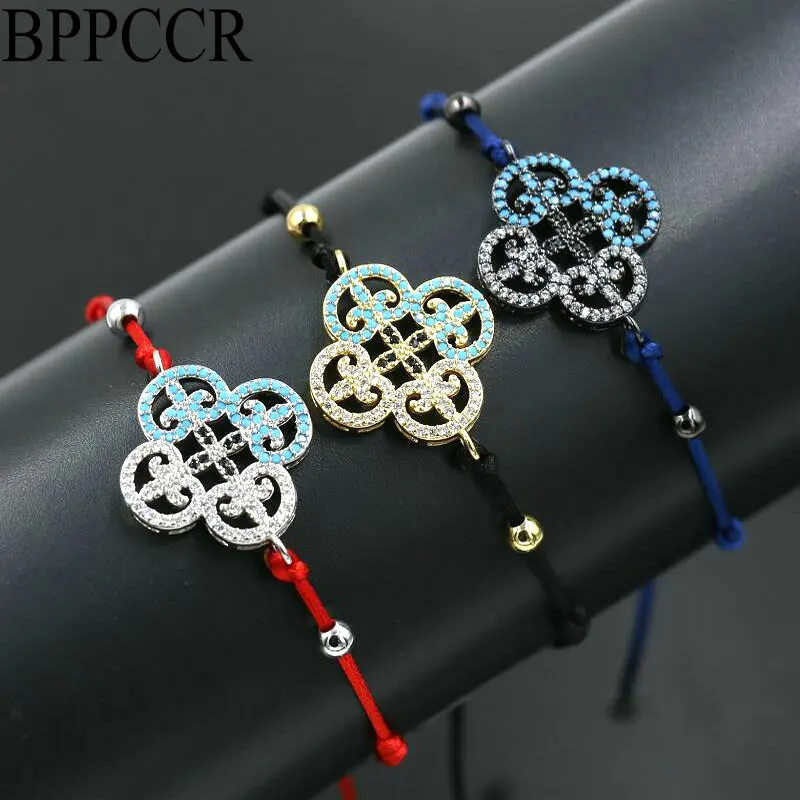 Bppccr Brand Unique Four Leaf Clover Cross Bracelet Crystal Cz Lucky