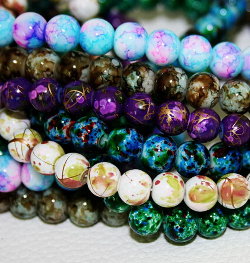 

2015 New Arrival 6MM&8MM Bead Round Assorted Colorful Glass Loose Beads For Women Bracelet making Wholesale or Retail (BBD129)