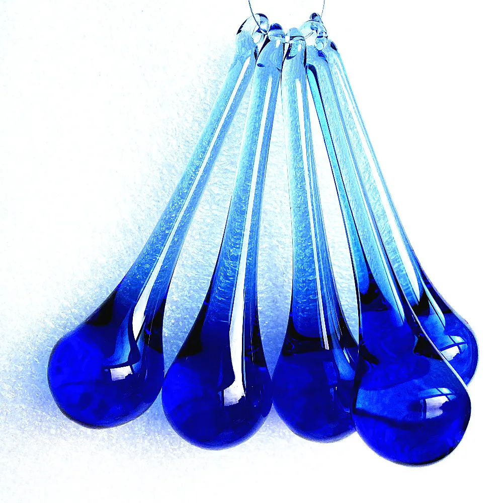 200 шт/партия синий 20*80 мм стеклянные хрустальные капли, люстры, подвесные Подвески, Кристалл Аксессуары для штор