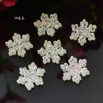 

10pcs/lot resin flat back powder snowflake 18mm kawaii cabochons crafts For Hair Cellphone Decoration