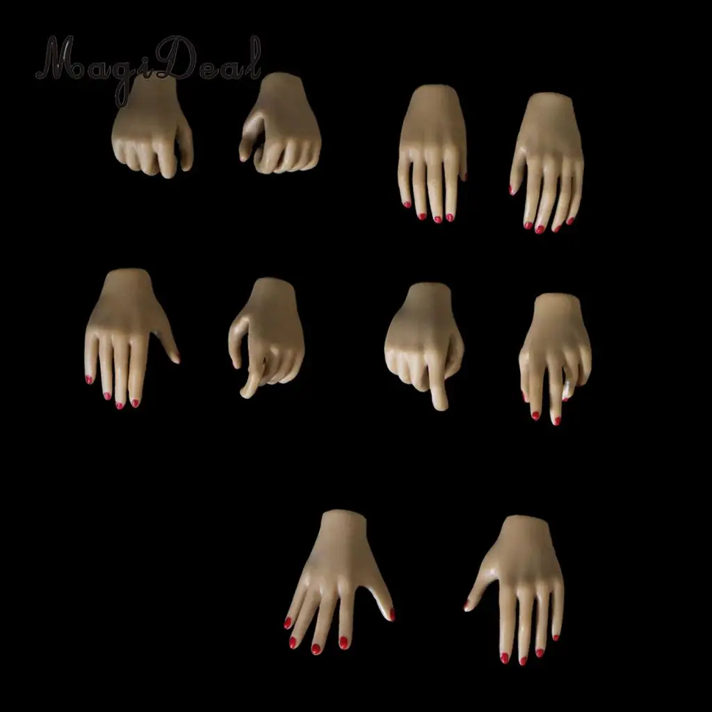 10Pcs PVC 1:6 Scale Womens Hand Models for 12 Inch Female Action Figure Body Dolls Children DIY Making Accs Toys