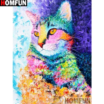 

HOMFUN Full Square/Round Drill 5D DIY Diamond Painting "Color cat" Embroidery Cross Stitch 5D Home Decor Gift A14094