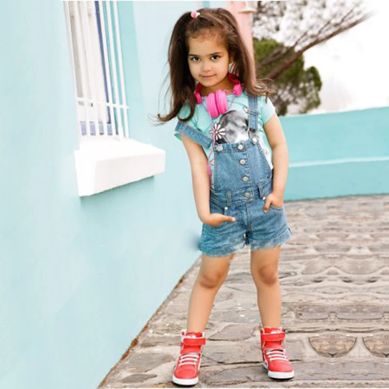 

Jumpsuit Girls Jeans Summer Toddler Girl Overalls Clothing Kids Girls Clothes 2 Years Girl Fashion O-neck Set 2 Pcs Suit
