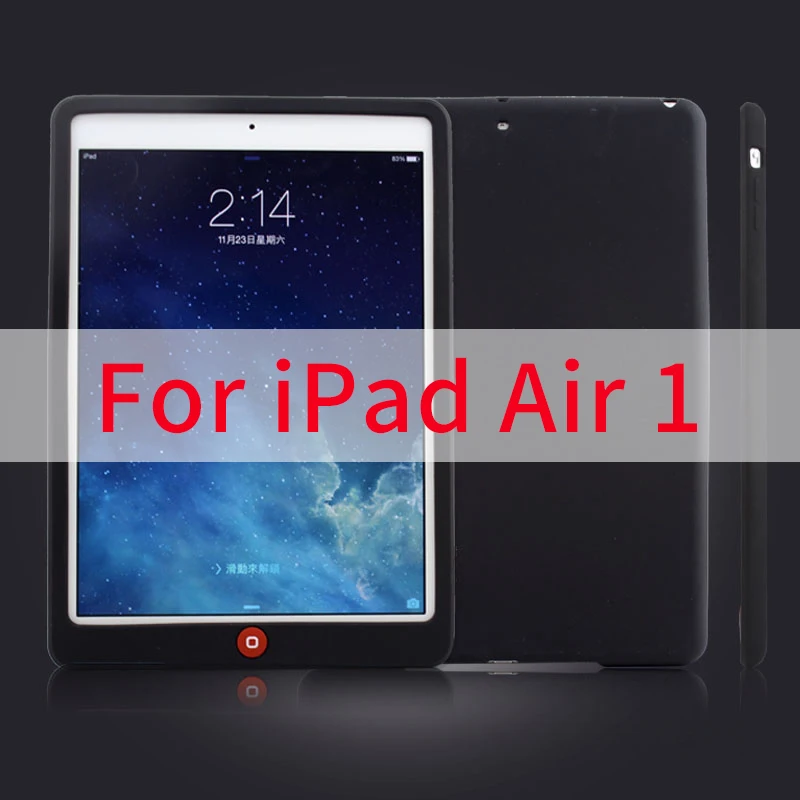 Дети Ударопрочный силиконовый чехол для IPad Air 1 2 противоударный мягкий чехол для apple iPad Air 2 1 9,7 дюймов a1474/a1475/a1476 планшеты - Цвет: Air 1 Black