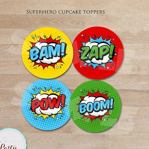 Наклейки Супергерои этикетки для сладостей топперы для кексов украшения для дня рождения Детские наклейки этикетки для вечеринок на день рождения
