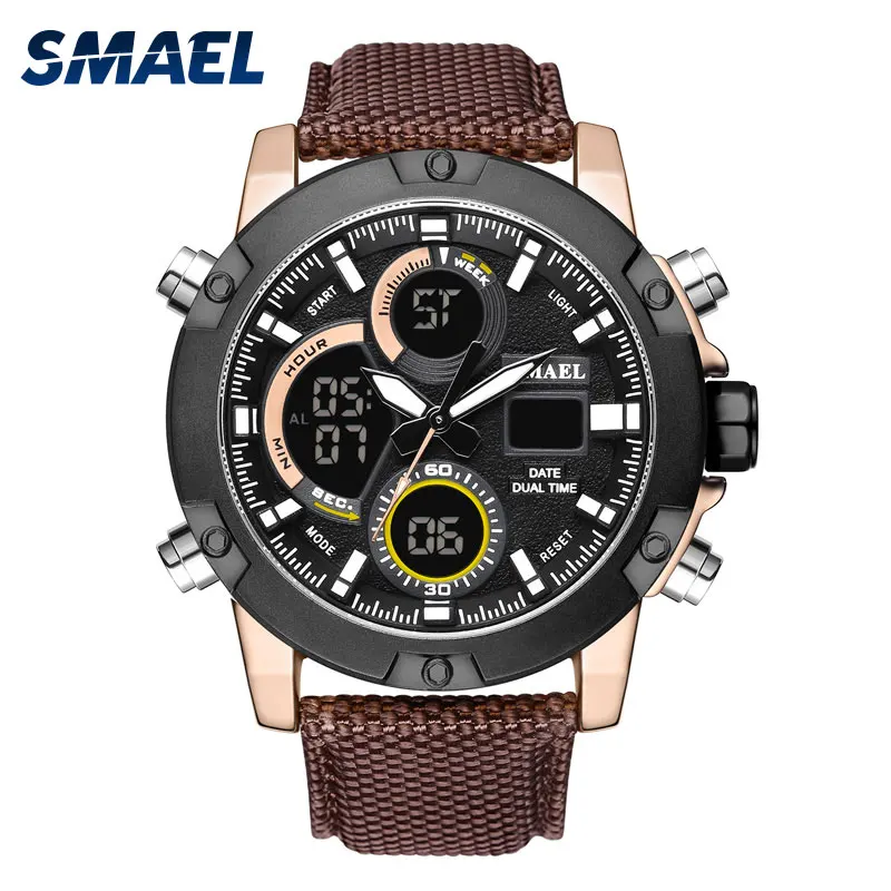 

SMAEL Top Brand Men Watch Leather Big Dial Analog Quartz Wristwatch Mens Waterproof Sport Watches Clock Relogio Masculino
