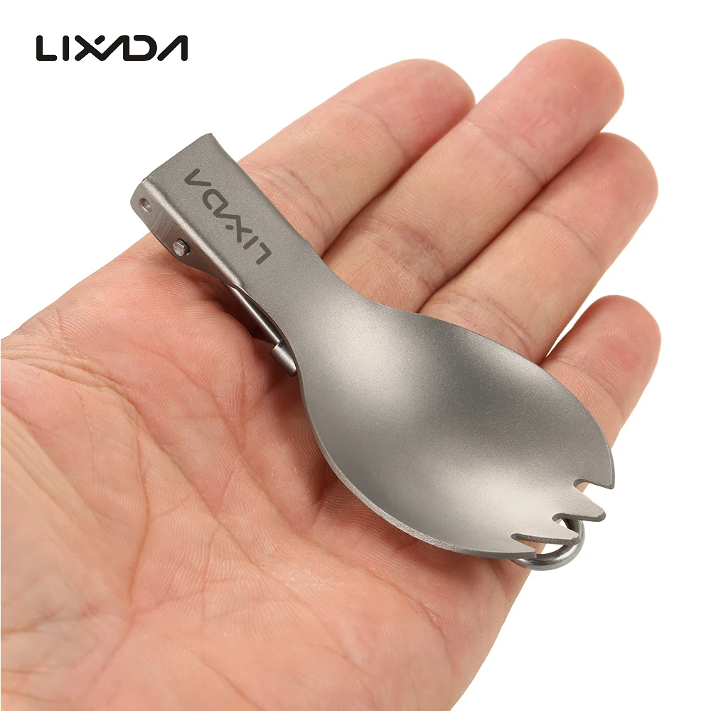 Lixada التيتانيوم للطي ملعقة يرمى أدوات المائدة في الهواء الطلق التخييم تجهيزات المطابخ خفيفة الوزن مطوية أطباق للتخييم نزهة