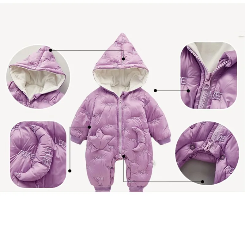 CROAL CHERIE Winter Baby Girl Clothes Boy Clothing Light Cotton Velvet Coats Jumpsuits Kids Snowsuit Snow Wear Warm Romper  (9)