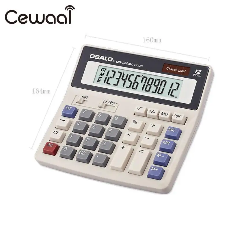 Cewaal DS-200ML آلة حاسبة مكتبية 12 الرقمية حاسبة الطاقة الشمسية آلة حاسبة البطارية الطاقة المزدوجة المعطي وظيفية آلة حاسبة