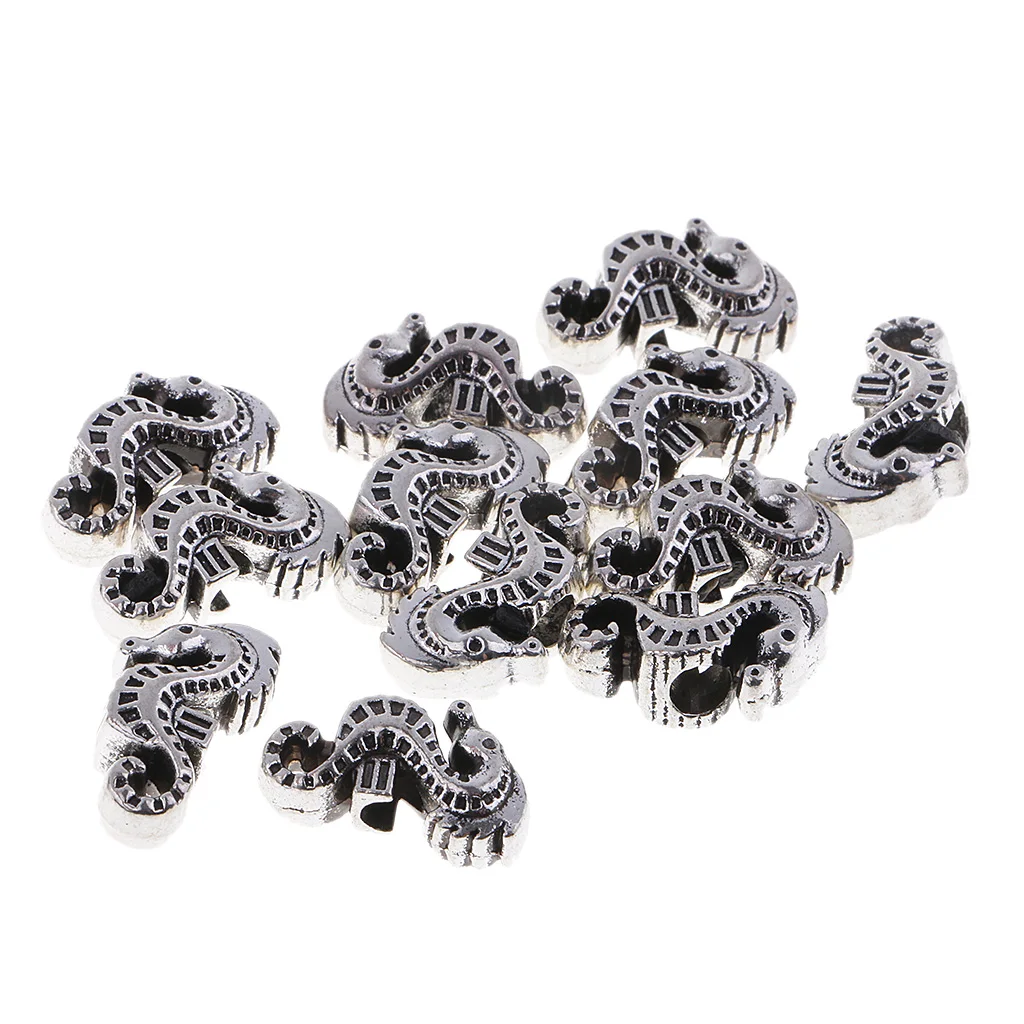 Pack of 12 Beautiful Large Hole Beads Metal Decorative Beads for Clothing Bags Shoes Bracelet Decor	