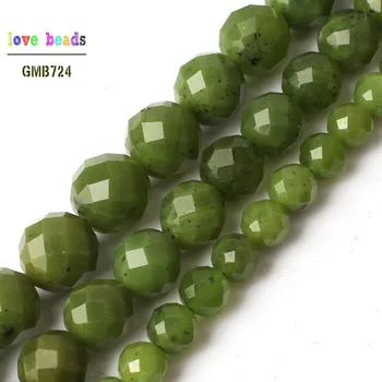 

Natural Faceted Green Canadian Jades Gem Stone Round Loose Beads for Jewelry Making Diy Bracelet Necklace 15'' 6mm 8mm 10mm