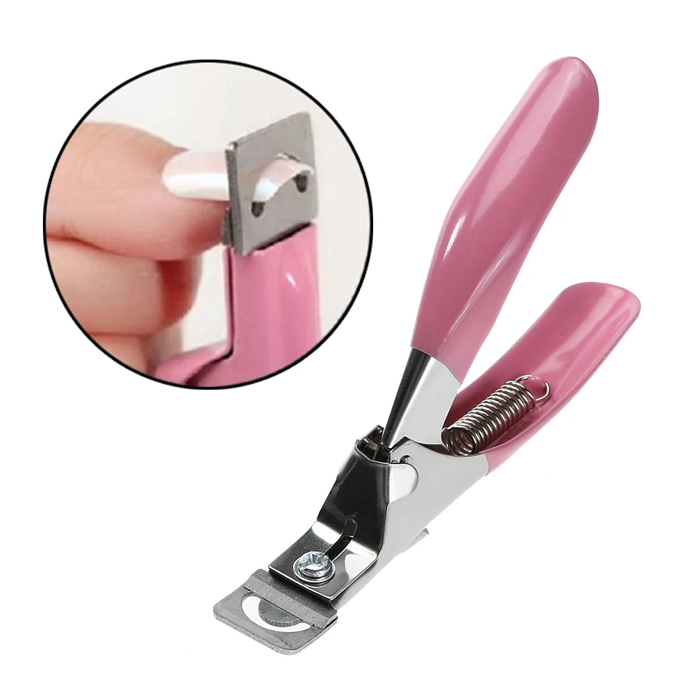 1PC Pink U Shape Nail Cutter Stainless Steel Professional Manicure Nail Clipper False Nails