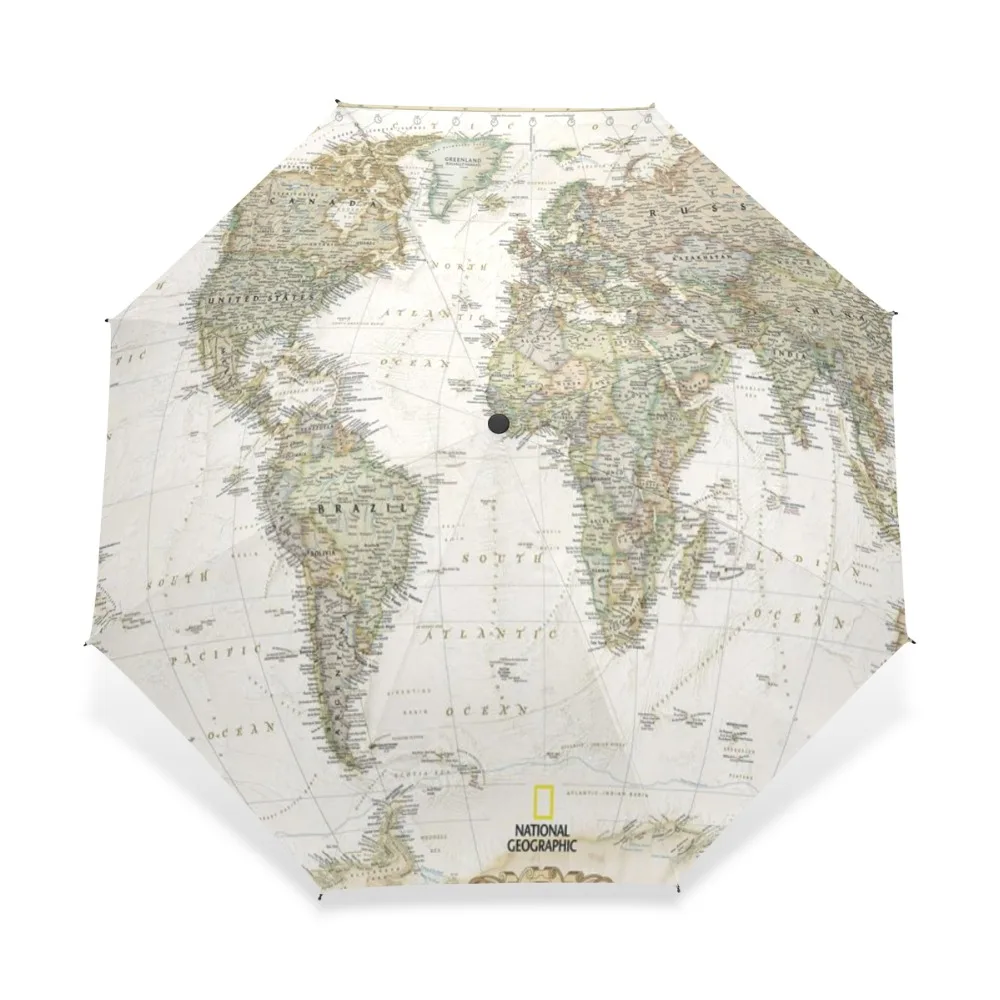 

2017 Women's Men's Vintage World Map Umbrella Parasol Automatic 3 Folding Sun Rain Women Protection Windproof Umbrellas