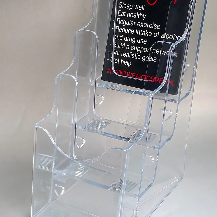 Прозрачные A6 4 яруса пластиковые брошюры, витрины, держатели для журналов, стойки для вставки листовок на рабочий стол 20шт