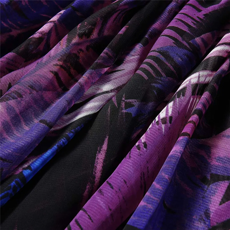 V-Neck Colorful Fashion Printing Chiffon Dress Long Sleeve Deep V Neck Belt Long Dress Comfortable New Vestidos #F#40NV26 (13)