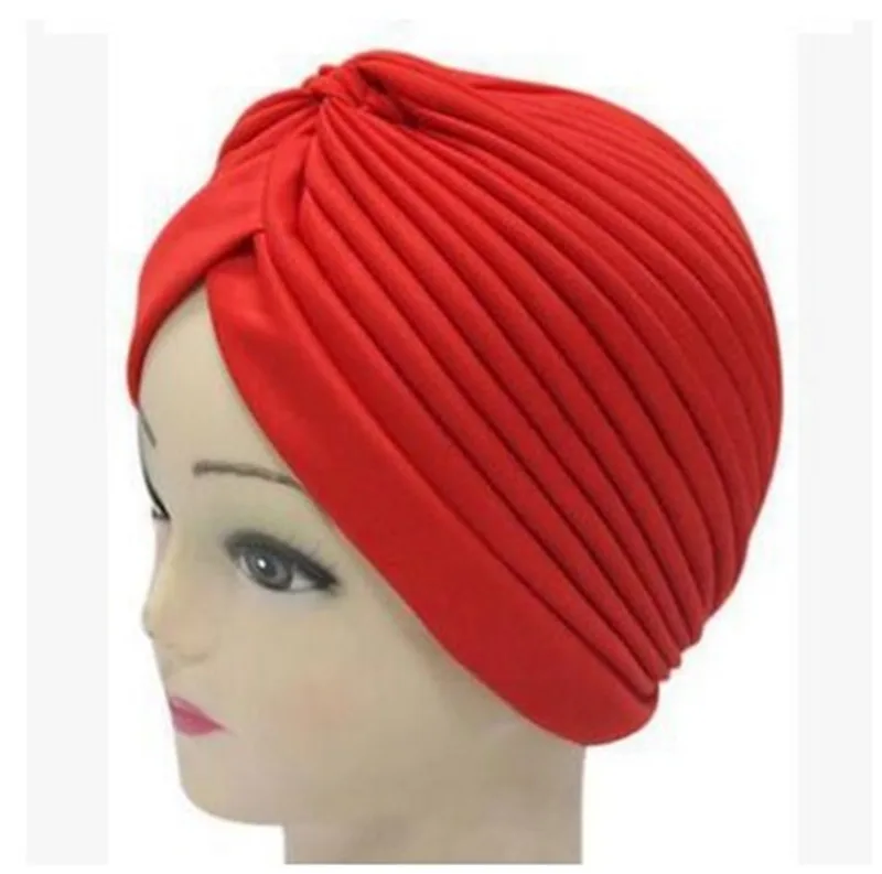 Женская одноцветная мусульманская Кепка-тюрбан, эластичные шапочки, шапка-тюрбан, Женская эластичная мягкая Кепка chemo в индийском стиле