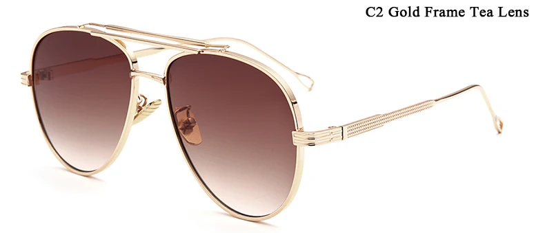 TESIA Pilot Солнцезащитные очки Мужские брендовые дизайнерские отражающий зеркальный стикер авиационные солнцезащитные очки мужские три луча оттенки очки T876 - Цвет линз: C2 Gradient Tea Lens