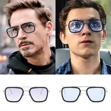 Spiderman lejos de casa Ironman gafas película Peter Parker Cosplay hombre araña Edith gafas de sol gafas vintage retro gafas de sol