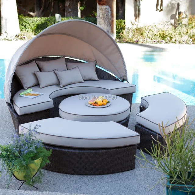Outdoor Garden Rattan Furniture Hawaii Love Sofa Bed Black Wicker In Outdoor Garden Rattan Furniture Hawaii Love Sofa Bed Black Wicker