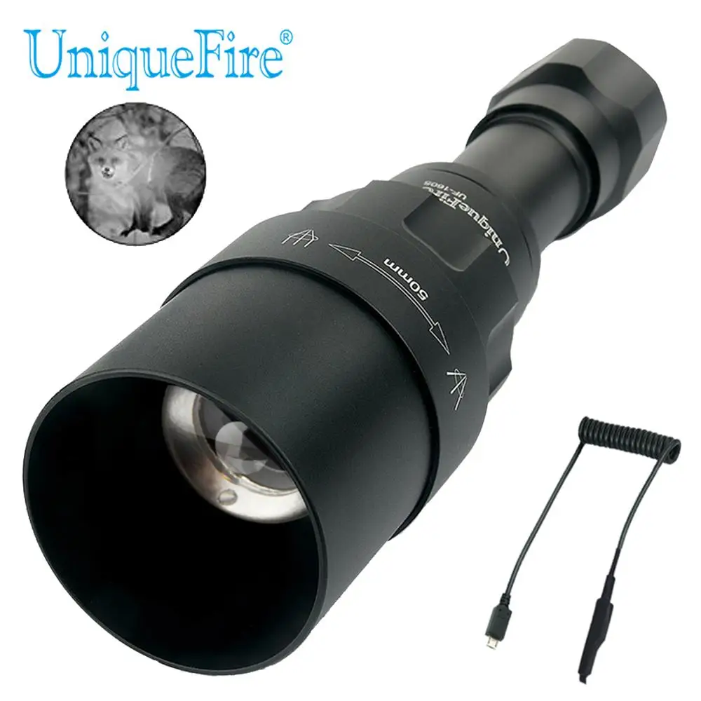 UniqueFire 1605 IR 940NM светодиодный светильник-вспышка 50 мм объектив инфракрасный светильник ночного видения 3 режима перезаряжаемый с пультом дистанционного управления