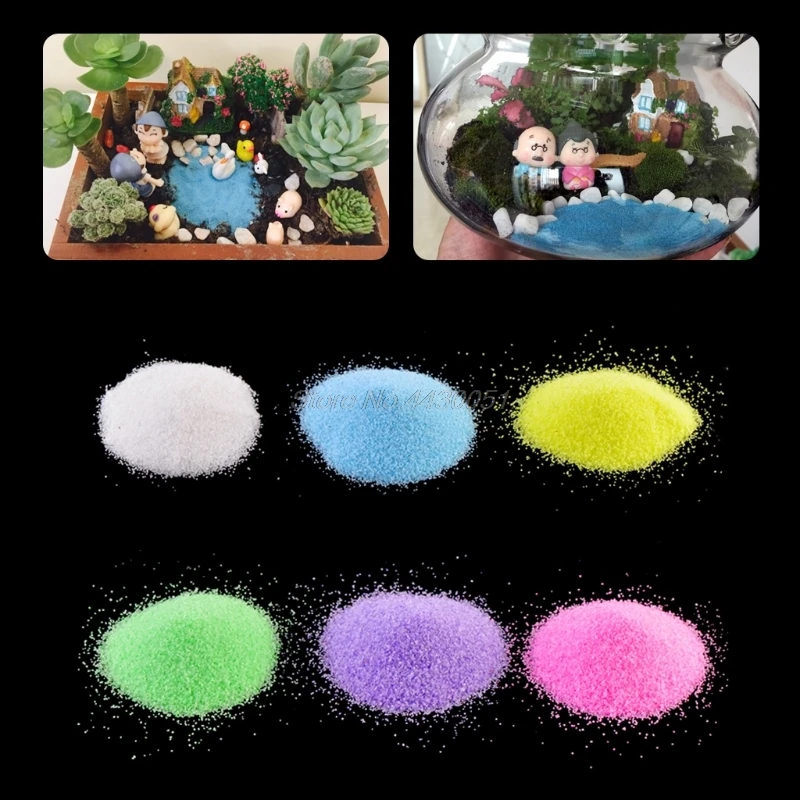 1 мешок Красочный кварцевый песок миниатюрный бак аквариумный горшок для карликового дерева Сказочный садовый декор