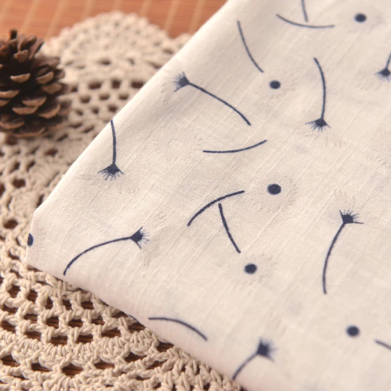 

White Dandelion Bamboo Cotton Linen Fabric