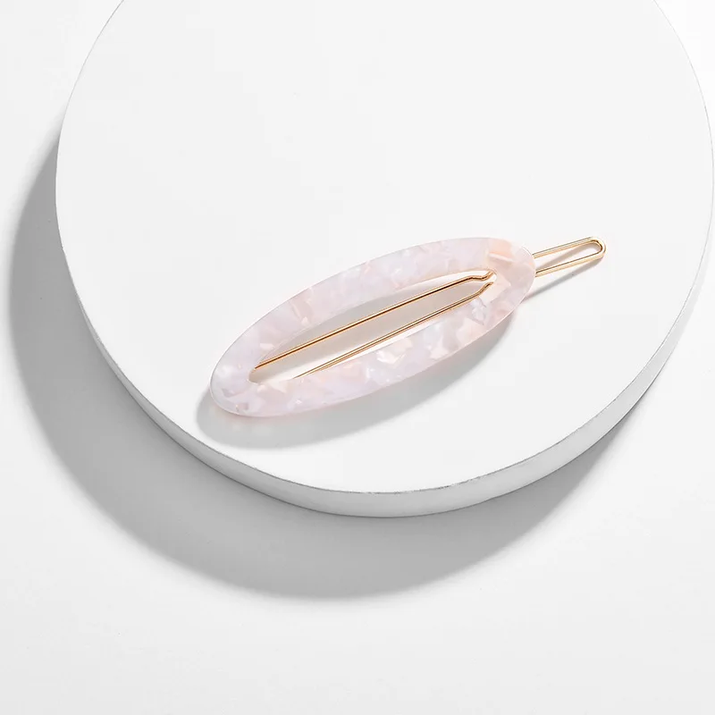 

6 colors Women Girls Japanese Style Side Hair Clip Hollow Geometric Shape Duckbill Hairgrips Colored Marble Textured Printed