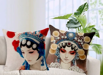 

2 Pcs/lot Post-modern Neo-classical Opera Actress Face Pillowcase Chinese Elements Art Alternative New Wave Of People Cushions