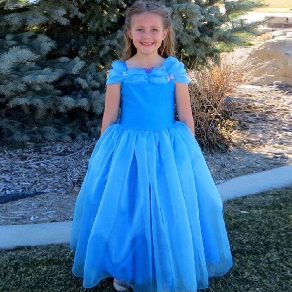 Vintage Graduation Dresses Kids Frock Designs Litter Girl Prom Dresses Blue Evening Gowns