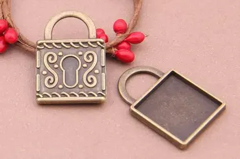 

30pcs 20mm Antique Bronze Cabochon Pendant Base, square pendant setting, Locket (3010339)