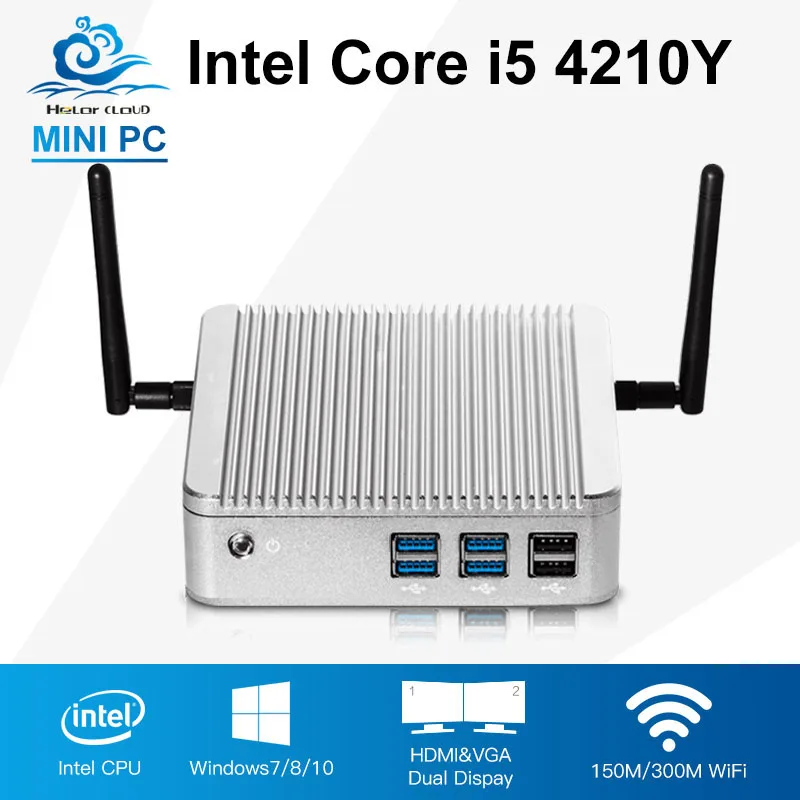 Mini Computer Core i5 4210Y Fanless Computador Desktop DDR3 RAM Intel HD Graphics 4200 Windows 10