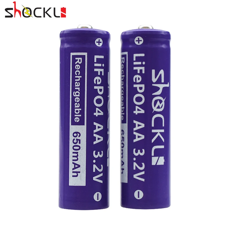 4 шт Shockli 3,2 V LiFePO4 батарея AA 14500 аккумуляторная батарея 650mAh литиевая батарея для камеры и солнечных светодиодных ламп