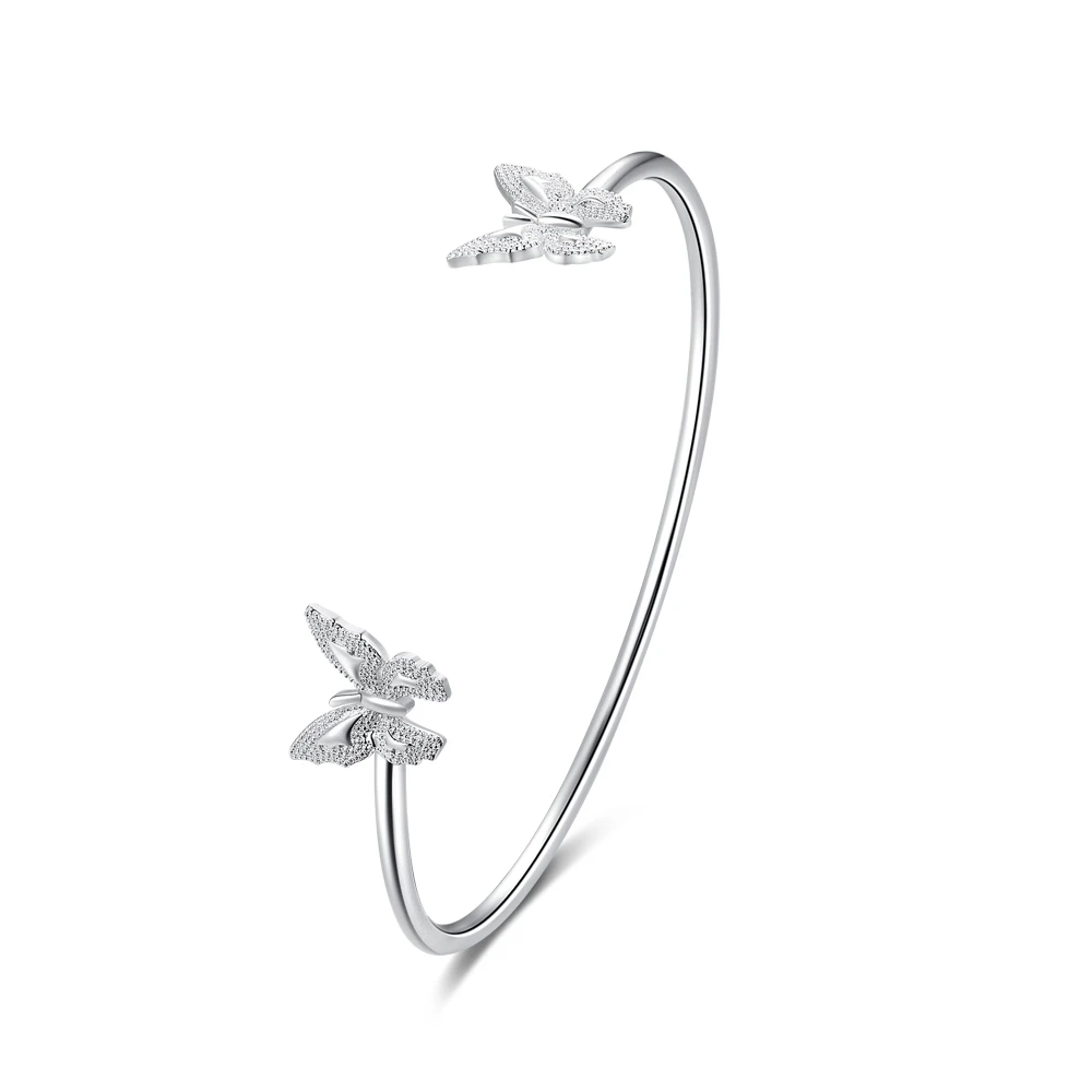 

Top Quality Woman Fashion Jewelry Butterfly Design For OL Real 925 Sterling Silver Lady Bangles Adjustable Sizes
