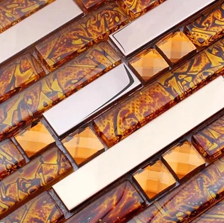 orange glass tile backsplash