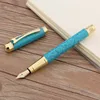 Regalo de METAL dorada pluma fuente de Color de lujo turquesa 0,5mm bolígrafo, papelería de oficina de la escuela suministros plumas de tinta de escritura ► Foto 1/4