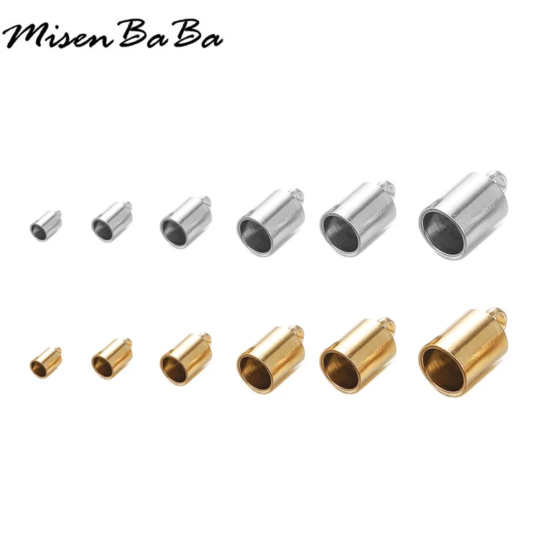 

50PCS 1.5mm 2mm 2.5mm 5mm 6mm Gold Silver Color Stainless Steel Cord End Caps Jewelry Findings For Pendants Jewelry End Fastener