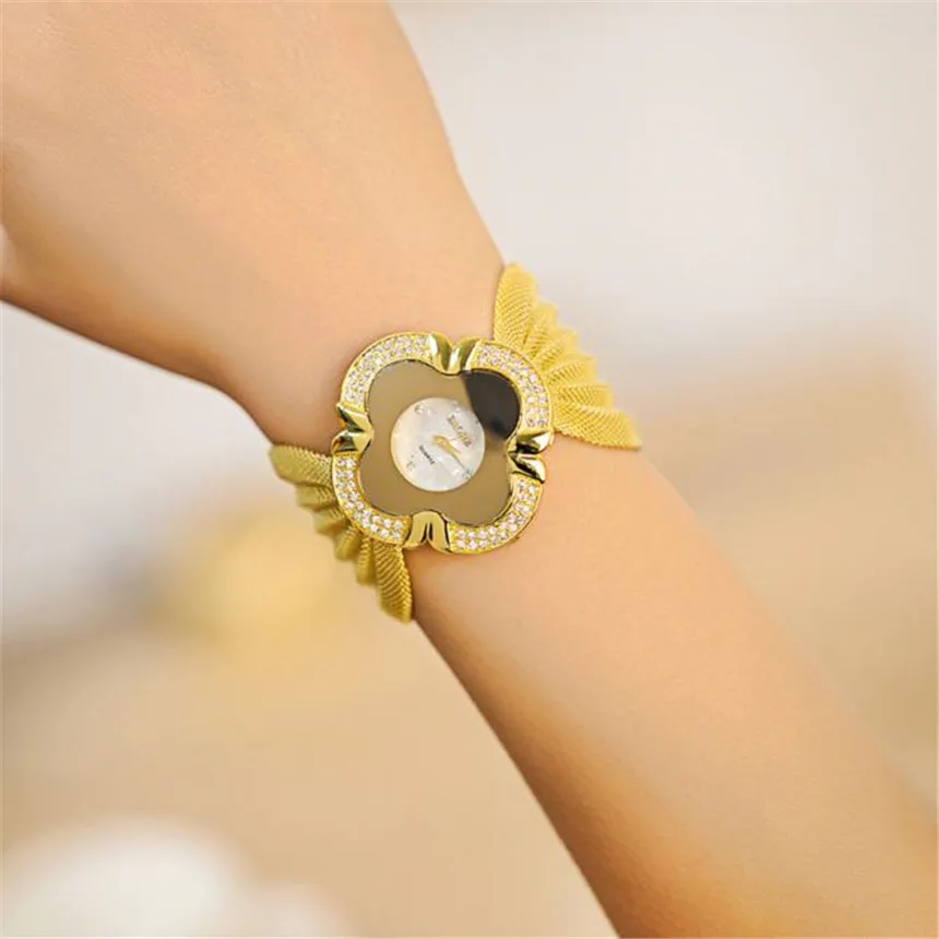 Модные Потрясающие женские часы с бриллиантовым браслетом, зеркальные Роскошные Кварцевые часы, женские роскошные часы из нержавеющей стали, relojes para mujer# E