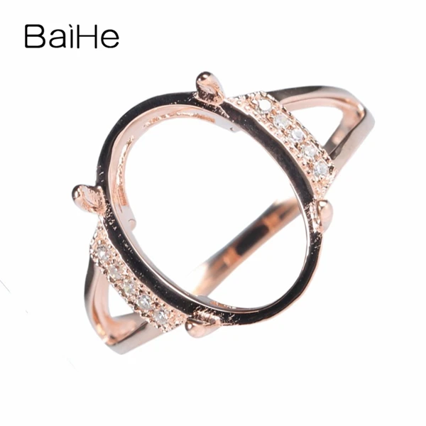 BAIHE Solid 10 k розовое золото(AU417) натуральные Алмазы обручальные кольца 14x10,5 овальный кабошон Свадебные ювелирные изделия модное кольцо