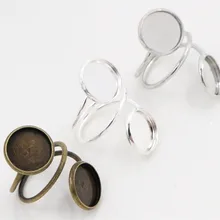 12 мм 5 шт. 3 цвета покрытием регулируемое латунное кольцо настройки пустой/база, подходит 12 мм Стеклянные Кабошоны, кнопки; кольцо обрамление