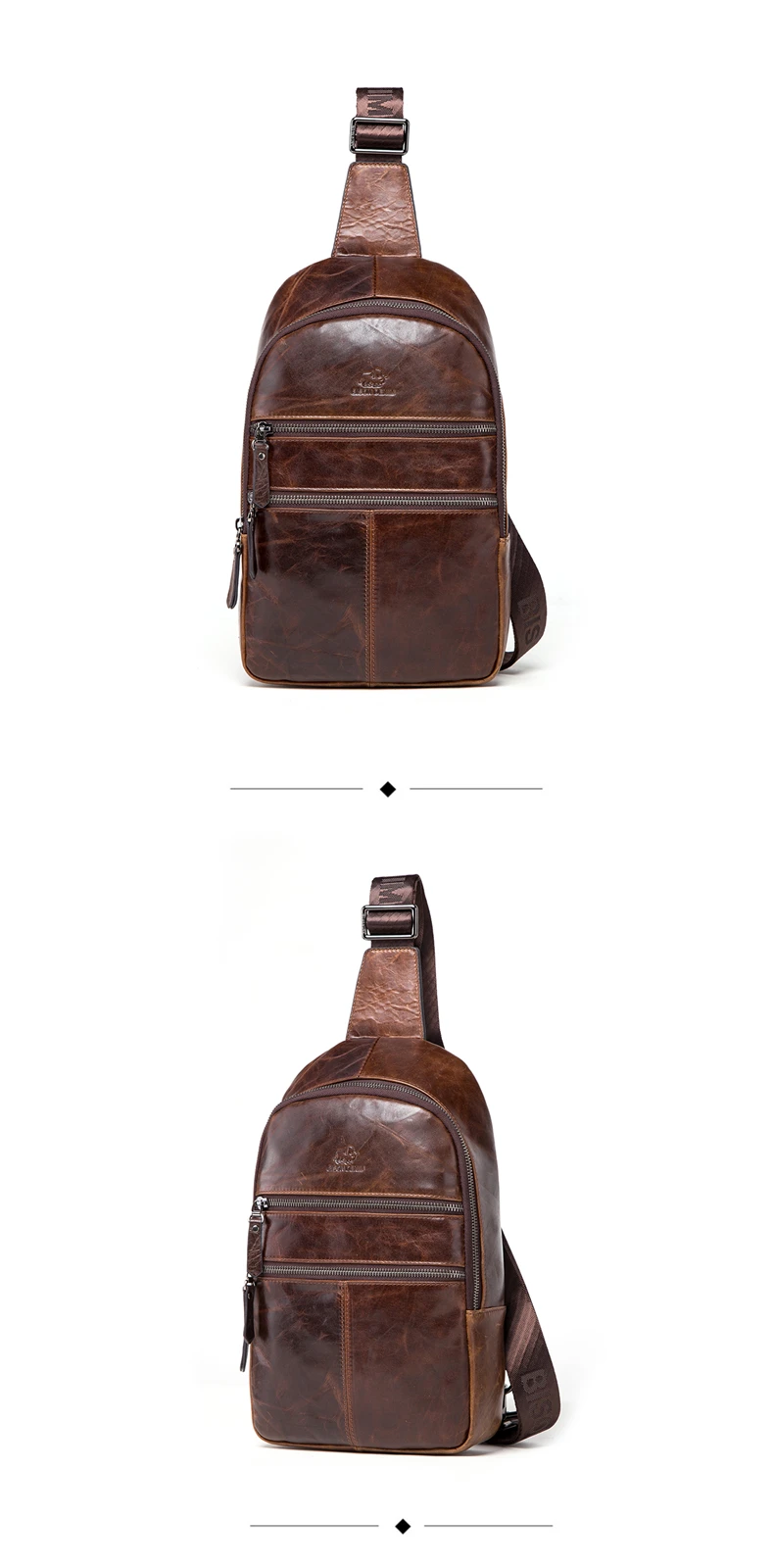 BISON DENIM Мужская нагрудная сумка из натуральной кожи, винтажная сумка на плечо из коровьей кожи, брендовая мужская сумка-мессенджер W2445