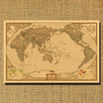 

Nostalgic vintage cowhide paper decorative painting big world old compass map poster asian version of the murals paintings