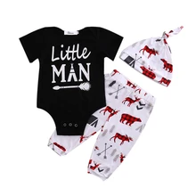 Комплект из 2 предметов, комплекты одежды для малышей комбинезон для маленьких мальчиков+ штаны с оленями+ шапка, комплект одежды